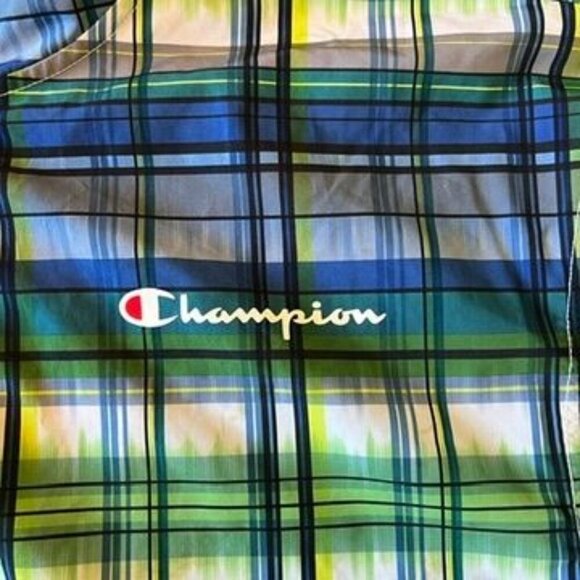 Champion Nylon Plaid Stadium Packable 1/4 Zip Pullover Windbreaker Jacket Mens M - Picture 5 of 12